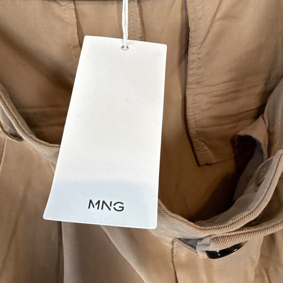 Mango Womens Wide Leg Pleated Trouser Pants Size 8 Camel Brown Minimal Casual - Picture 6 of 8